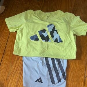 Adidas Kids Lime Camo Logo T-Shirt medium 10/12